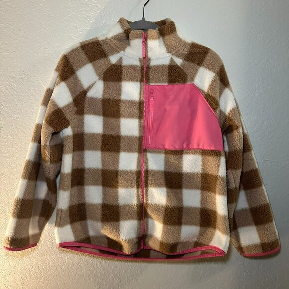 EUC J. Crew Women’s Plaid Fleece Jacket with Pink Accents - Size Small - Picture 1 of 4